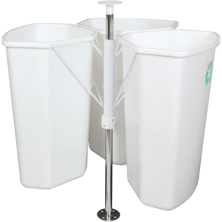 revolving recyling center with three removable 32 quart bins.webp